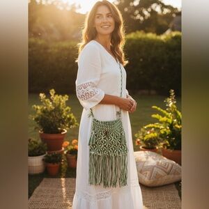 NWT RAJ‎ LA Macramé Fringe Crossbody